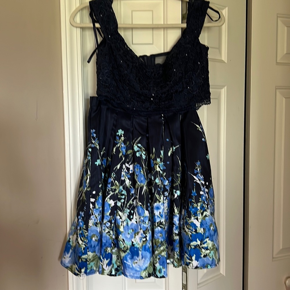 Navy 2 piece sequins heart dress